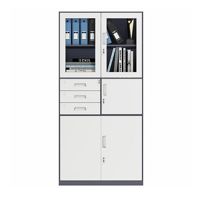 کابینت اداری فلزی درب کش شیشه ای 3 با جعبه ایمن