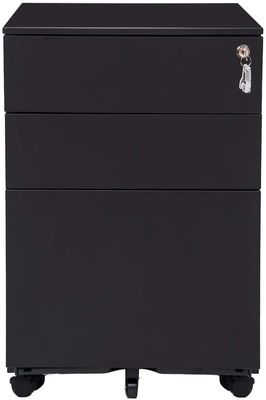 3 کابینت فایل فلزی موبایل مشکی با مکانیزم ضد شیب