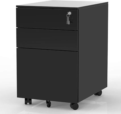 3 کابینت فایل فلزی موبایل مشکی با مکانیزم ضد شیب