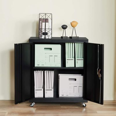 2 درب فلزی کابینت نگهدارنده قفل نیم قد ارتفاع با چرخ