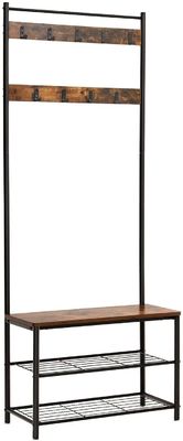 Coat Hall Shoe Bench 3 Tiers Steel Shelf Rack Organizer