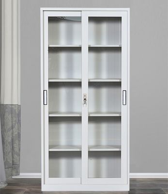 کابینت ذخیره سازی فلزی درب کشویی شیشه ای 5 طبقه