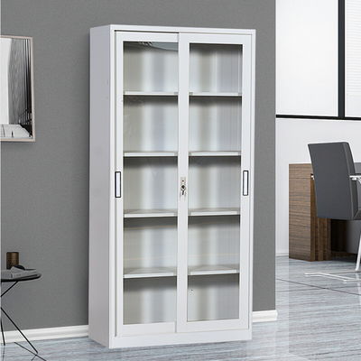 کابینت ذخیره سازی فلزی درب کشویی شیشه ای 5 طبقه