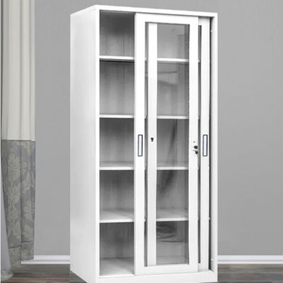 کابینت ذخیره سازی فلزی درب کشویی شیشه ای 5 طبقه