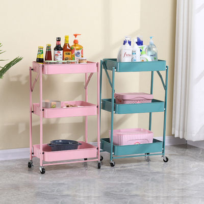 سبد چرخدار فلزی ذخیره سازی نورد متحرک Mini 3 Tiers Basket