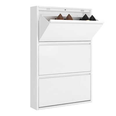 کابینت ذخیره سازی فلزی سفید طرح مدرن 3 لایه کابینت استیل رک کفش