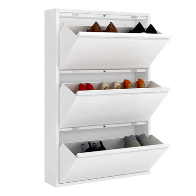کابینت ذخیره سازی فلزی سفید طرح مدرن 3 لایه کابینت استیل رک کفش