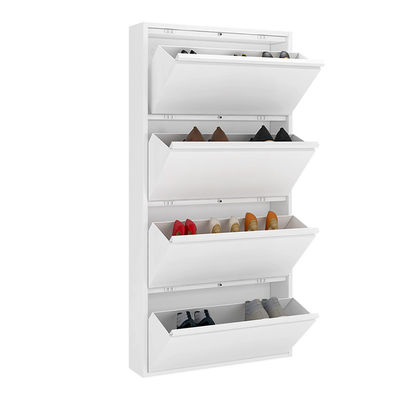 کابینت نگهداری کفش فلزی مبلمان خانگی سفید 4 لایه