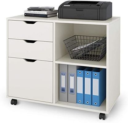 کابینت پرینتر جانبی چاپگر جانبی 3 کشو با قفسه های ذخیره سازی باز