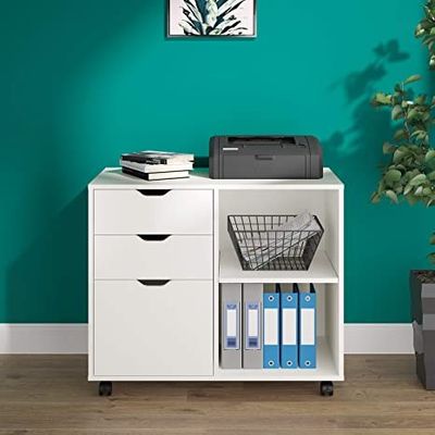 کابینت پرینتر جانبی چاپگر جانبی 3 کشو با قفسه های ذخیره سازی باز